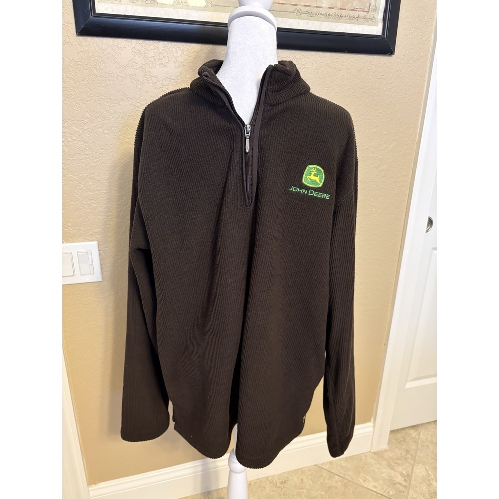 Charles River Men's 1/4 Zip Ribbed Fleece‎ Pull Over, John Deere, Brown, Large